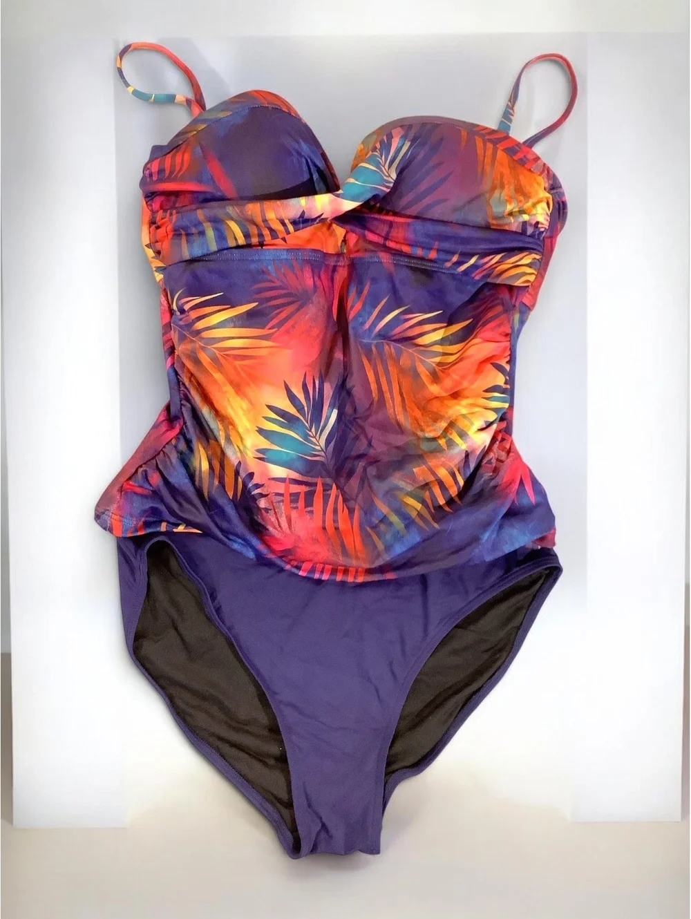NWOT Aidonger Two Piece Push Up High Waisted Botton Tankini Swimsuit, Medium